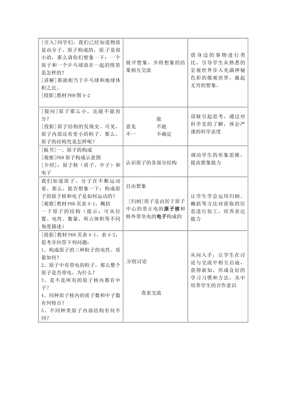 新疆兵团第五师八十八团学校九年级化学上册 原子的结构教案 新人教版_第3页