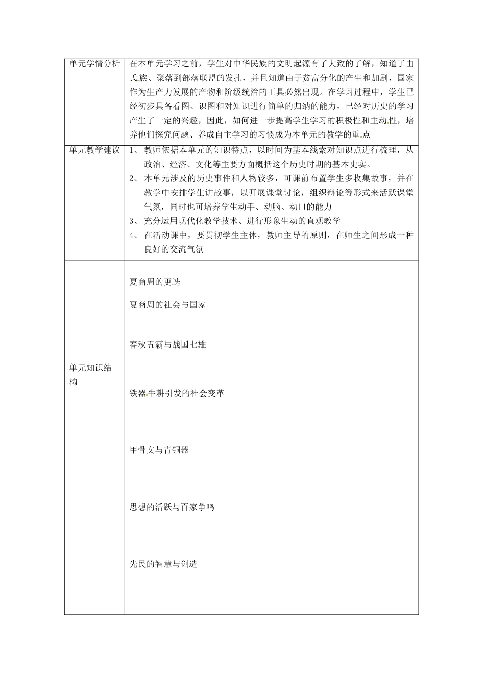 山东省邹平县实验中学七年级历史上册 第2单元 国家的产生和社会变革教案 北师大版_第3页