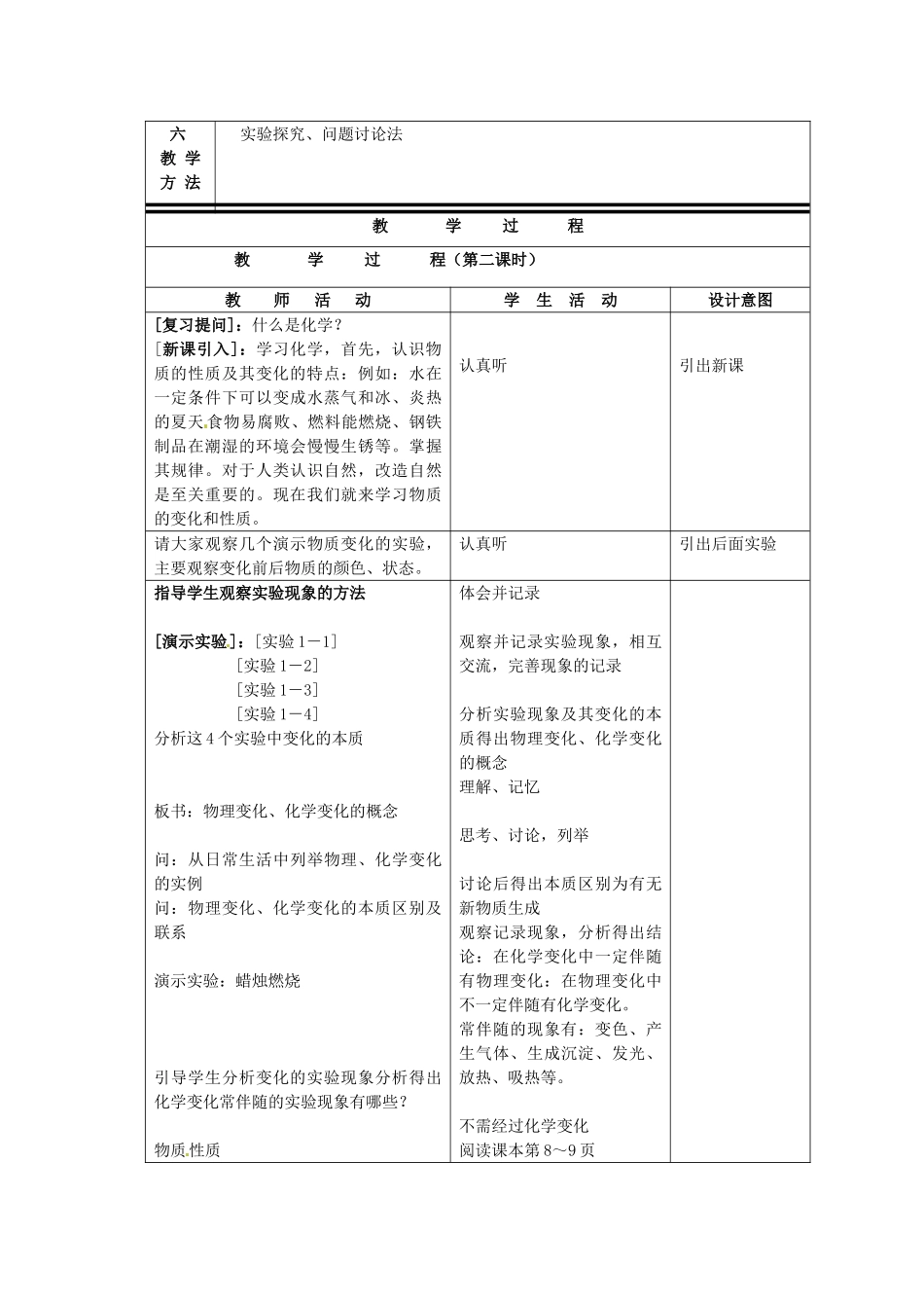 山东省惠州市惠东县梁化中学九年级化学上册 1.1 物理的变化和性质教案2 新人教版_第2页