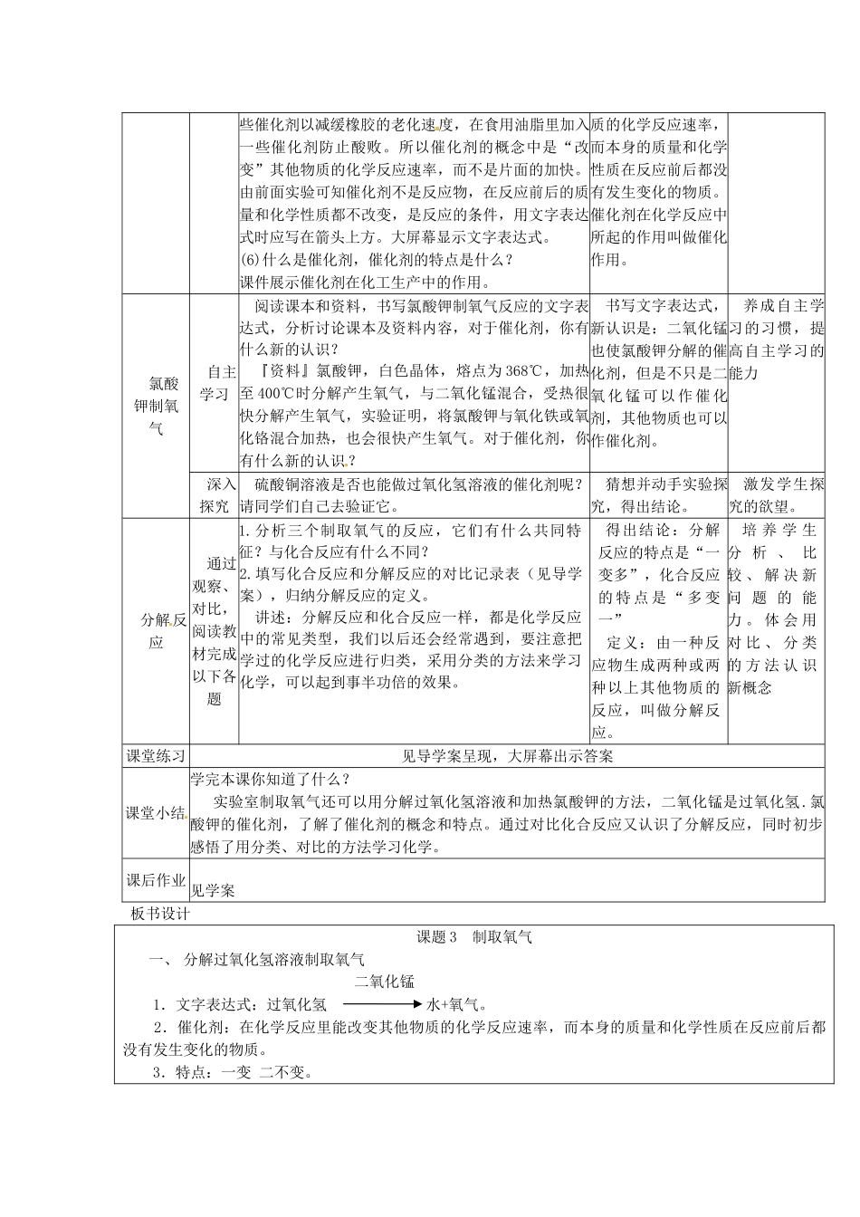 辽宁省东港市黑沟中学九年级化学上册 第二单元 课题3 制取氧气教案 （新版）新人教版_第3页