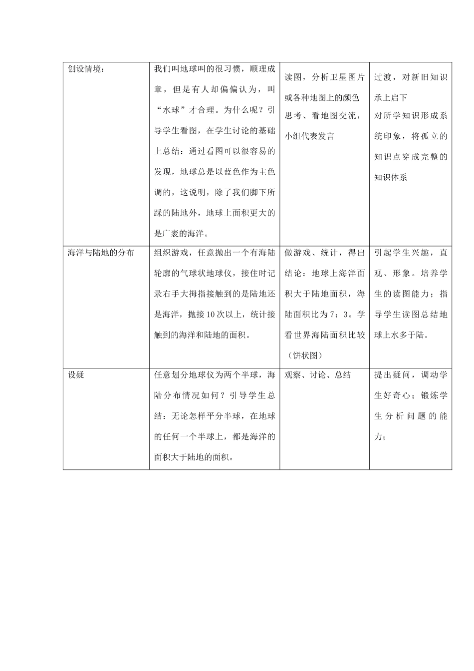 江苏省泗阳实验初中七年级地理上册 2.2《海陆分布》教案（1） 湘教版_第2页