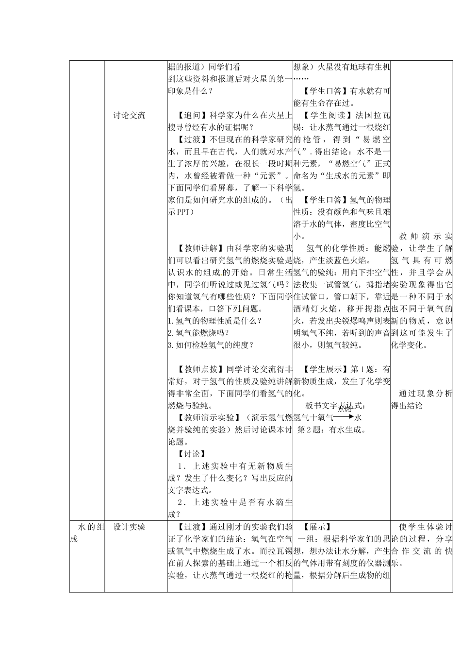 辽宁省东港市黑沟中学九年级化学上册 第四单元 课题3 水的组成教案 （新版）新人教版_第2页