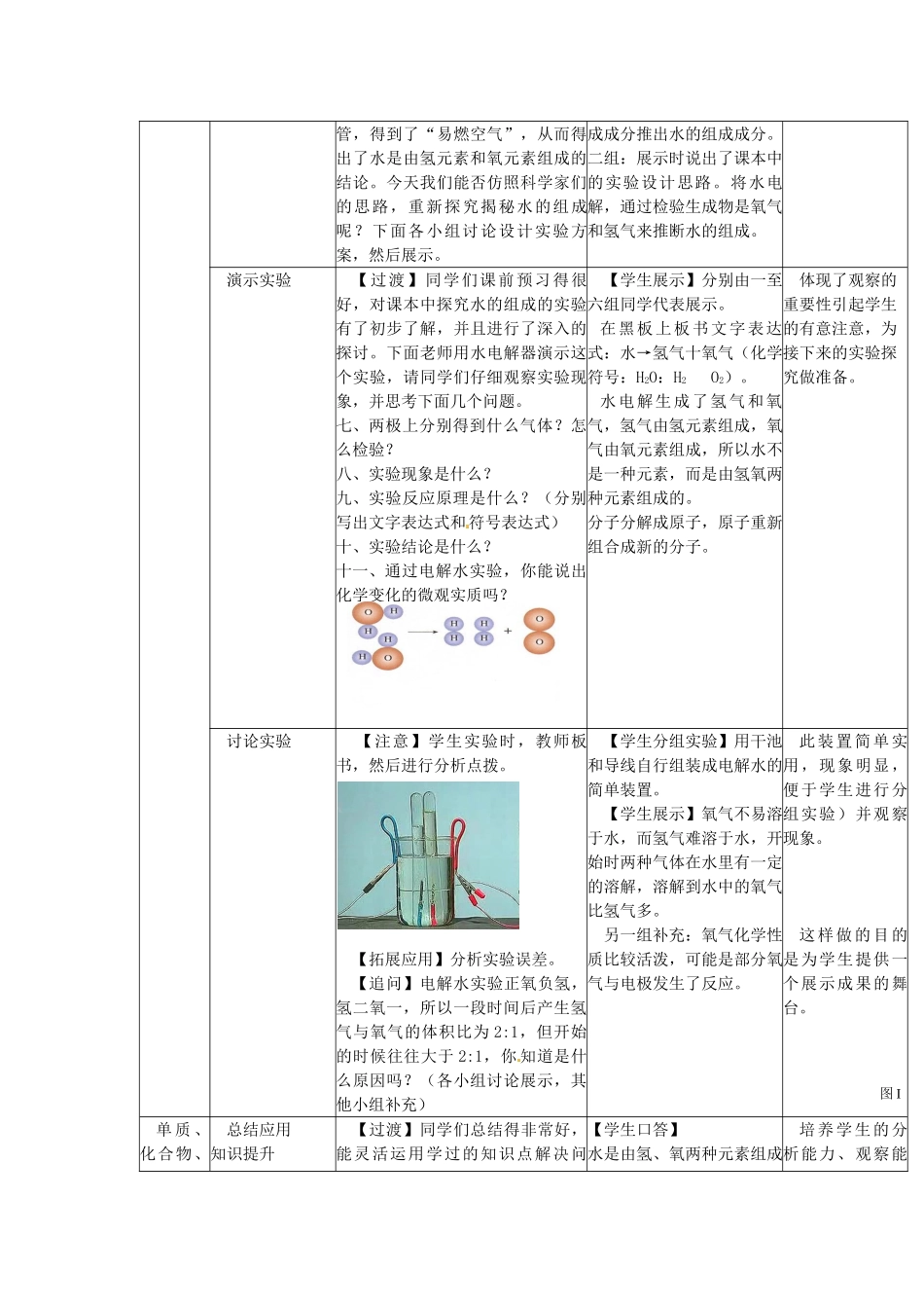 辽宁省东港市黑沟中学九年级化学上册 第四单元 课题3 水的组成教案 （新版）新人教版_第3页