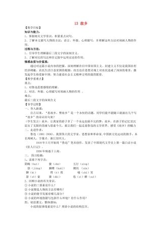 九年级语文下册 13《故乡》教学案 （新版）语文版-（新版）语文版初中九年级下册语文教学案