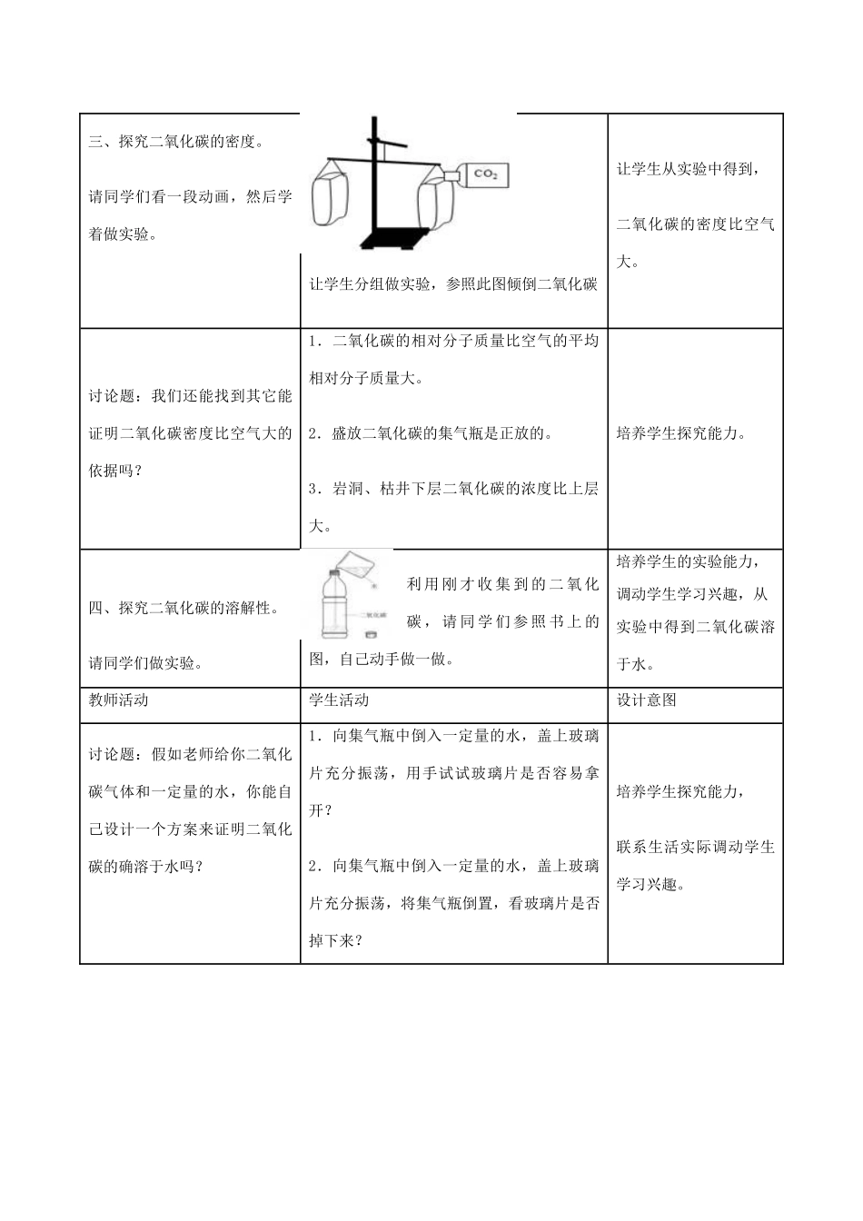 九年级化学上册《二氧化碳的性质》教学设计方案2 新人教版_第3页