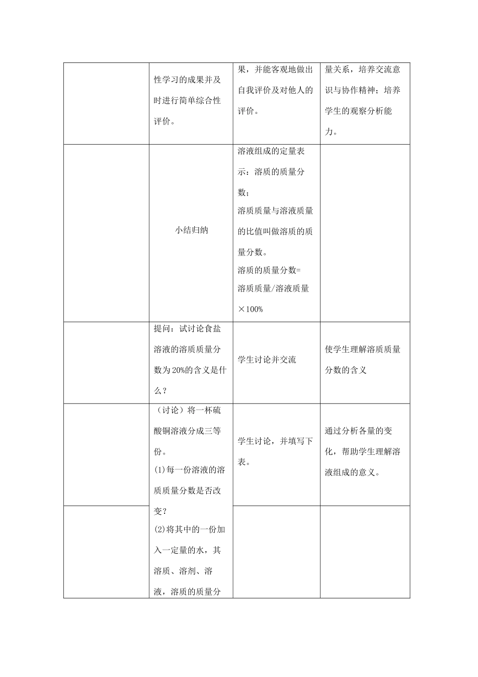 九年级化学下册 第七章 溶液 7.3 溶液浓稀的表示教案 （新版）粤教版-（新版）粤教版初中九年级下册化学教案_第3页