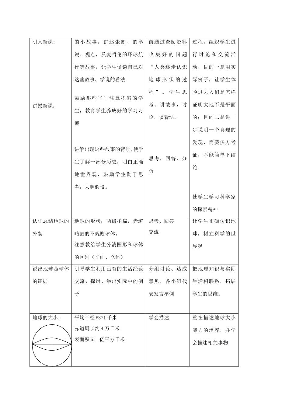 湘教版七年级上册第二章第一节认识地球教学设计_第2页