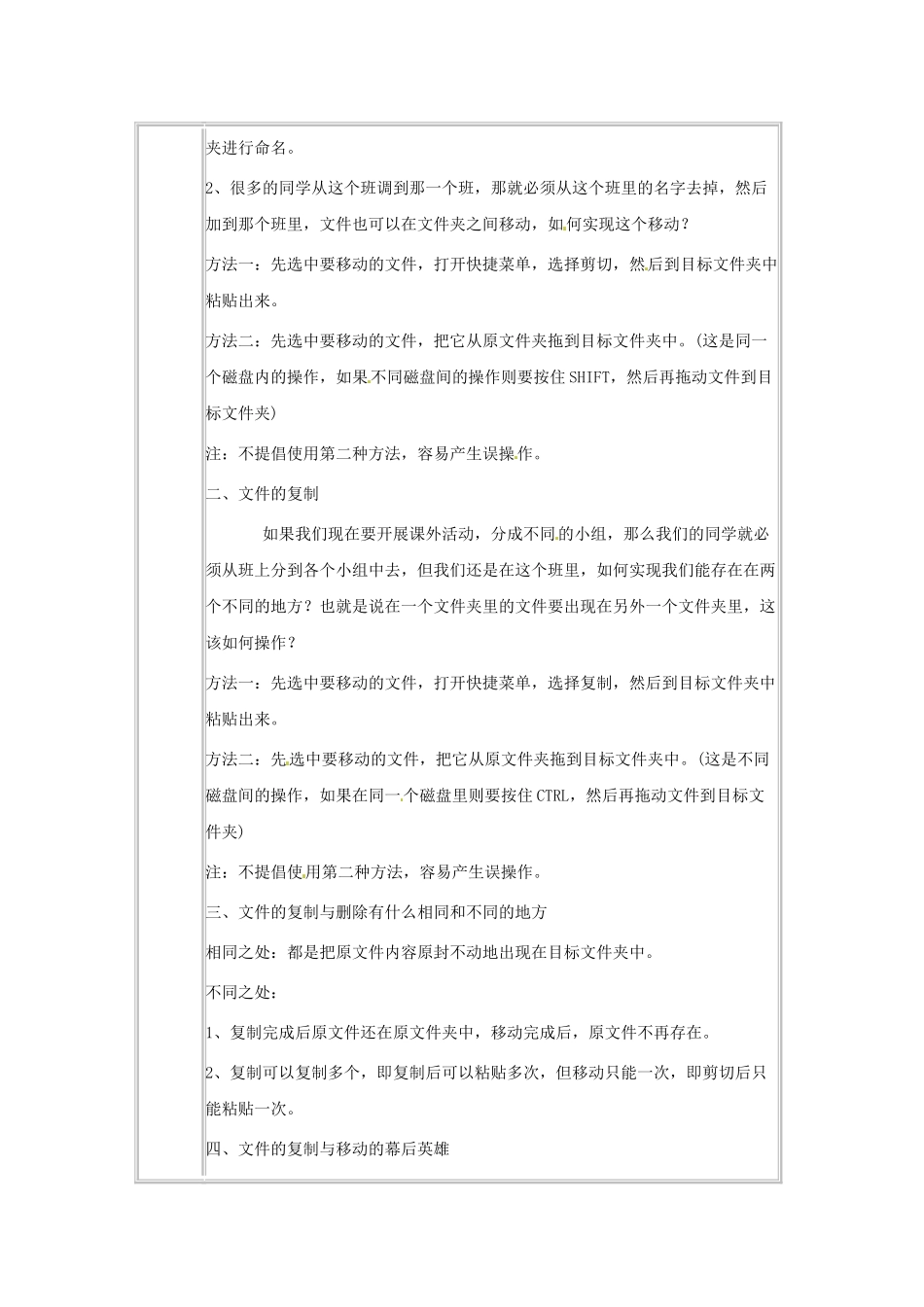 山东省青岛市平度市蓼兰镇何家店中学七年级信息技术上册 文件的操作教案1 新人教版_第2页