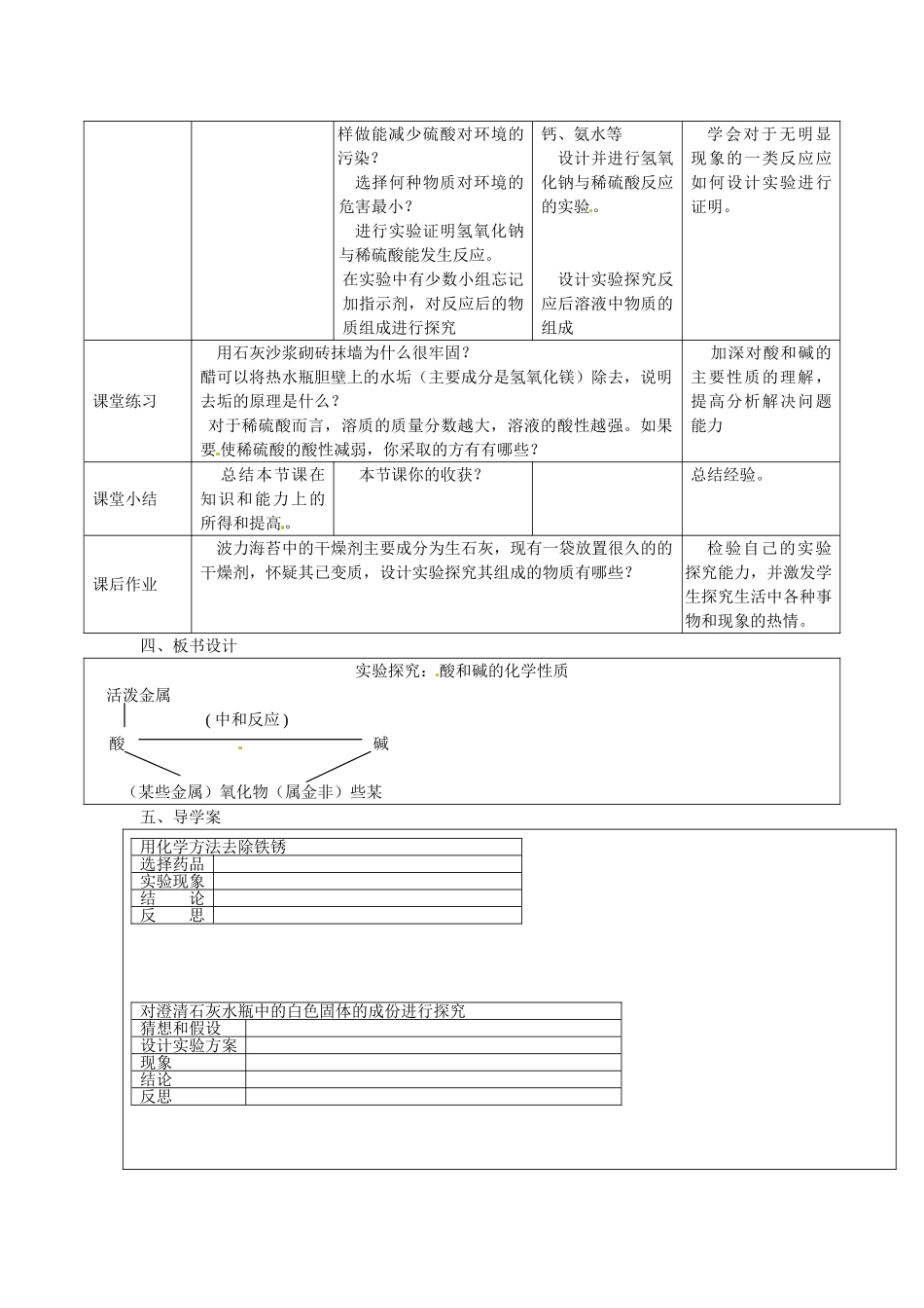 辽宁省东港市黑沟中学九年级化学下册 实验活动6 酸教案 （新版）新人教版_第3页