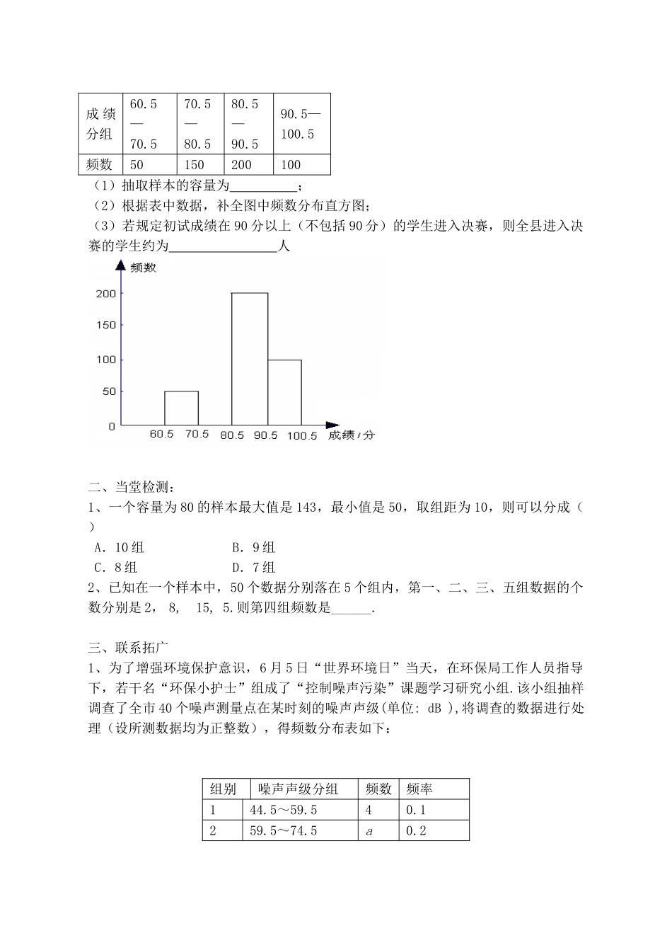 山西省阳泉市七年级数学下册 10.2 直方图导学案2 （新版）新人教版-（新版）新人教版初中七年级下册数学学案_第3页