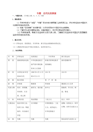 山东省肥城市石横镇初级中学中考历史专题复习 近代化的探索教案