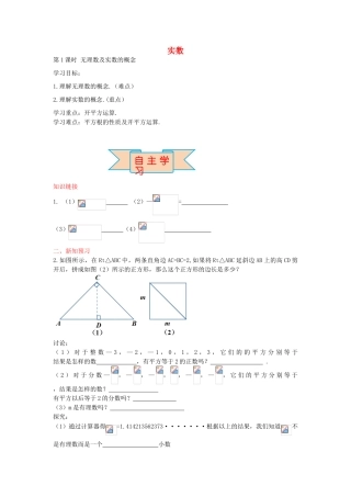 秋八年级数学上册 14.3 无理数及实数的概念（第1课时）学案 （新版）冀教版-（新版）冀教版初中八年级上册数学学案