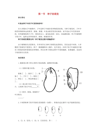 天津市小站第一中学七年级生物上册 3.2.1 种子的萌发同步练习 新人教版