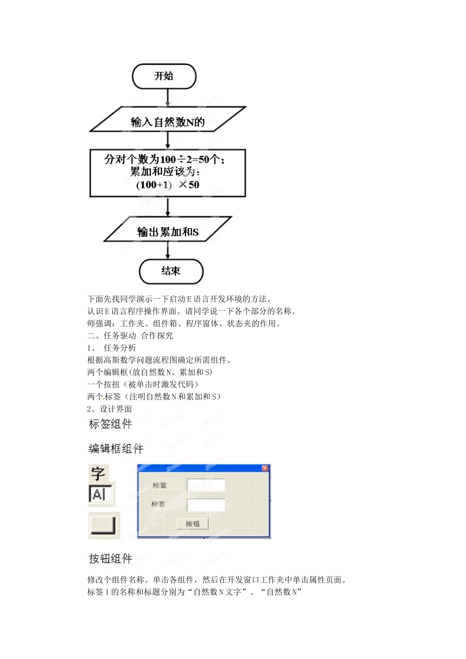 山东省枣庄市峄城区吴林街道中学八年级信息技术下册 第一单元 第2课《利用E语言解决高斯问题》教案_第3页