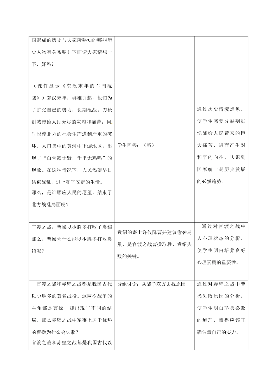 山西省大同市阳高县第三中学校七年级历史上册 第20课 三国鼎立教案 北师大版_第3页