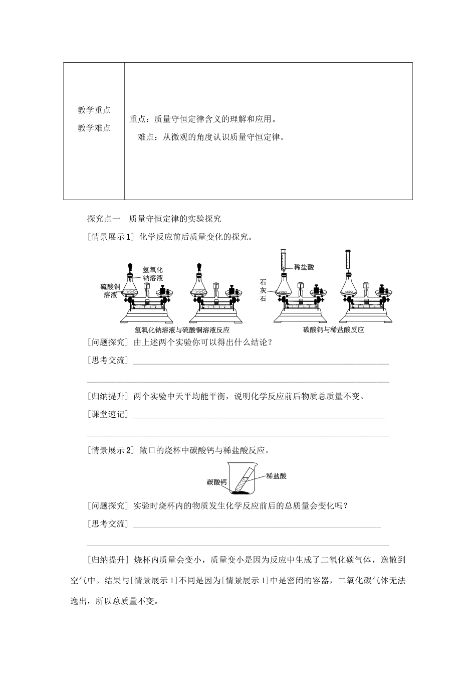 秋九年级化学上册 第4章 认识化学变化 第2节 化学反应中的质量关系教案 沪教版-沪教版初中九年级上册化学教案_第2页