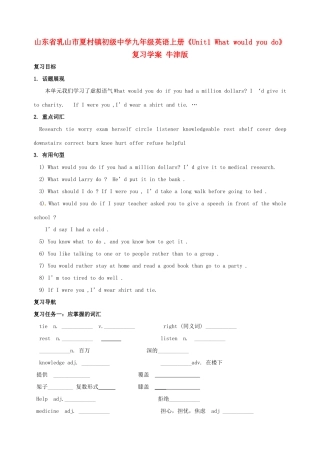 山东省乳山市夏村镇初级中学九年级英语上册《Unit1 What would you do》复习学案 牛津版