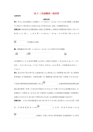 秋九年级数学上册 20.5 二次函数的一些应用课堂导学 北京课改版-北京课改版初中九年级上册数学学案