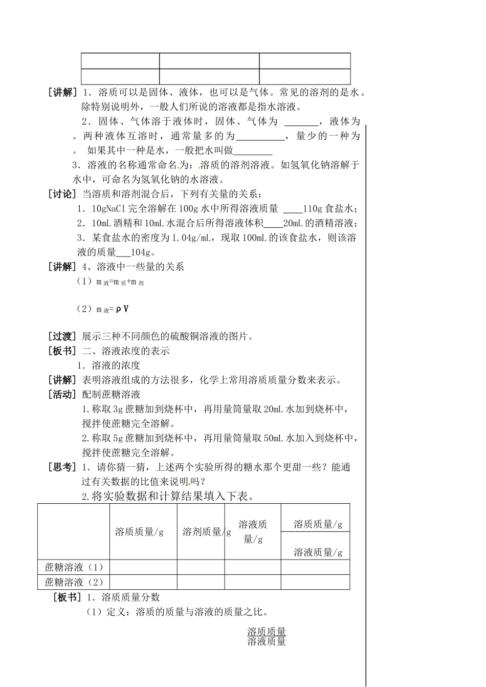 江苏省兴化市昭阳湖初级中学九年级化学 溶液组成的表示复习教案_第2页
