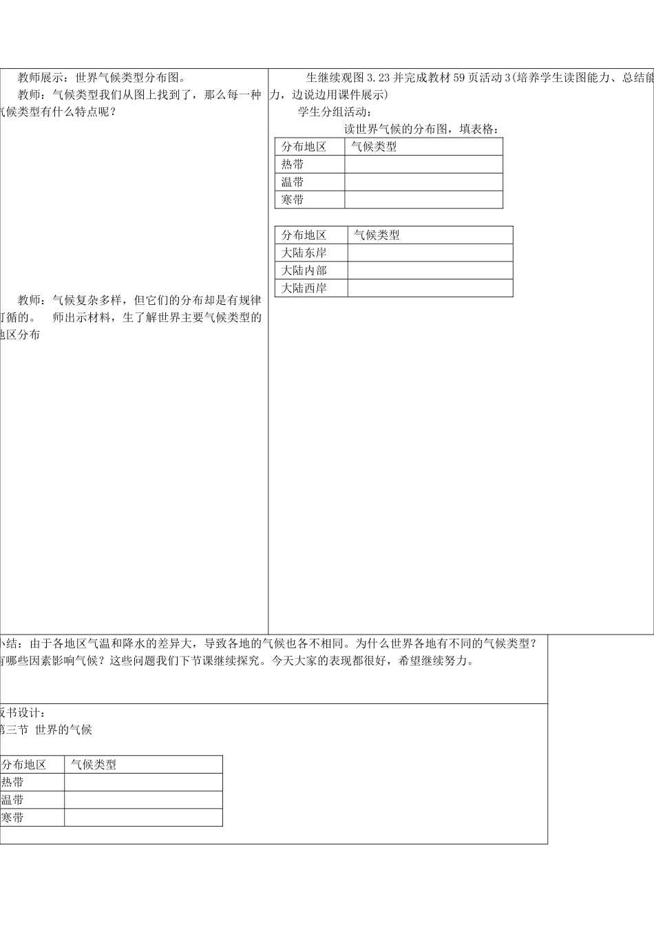 山东省郯城县第三初级中学七年级地理上册《第三章第四节世界的气候 （一）》教案 新人教版_第2页