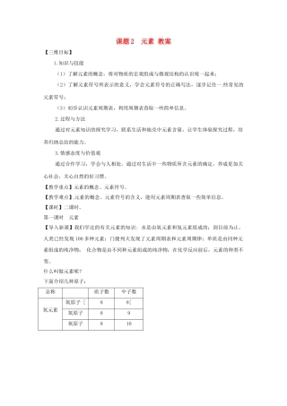 山东省郯城县郯城街道初级中学九年级化学下册 课题2 元素教案 新人教版