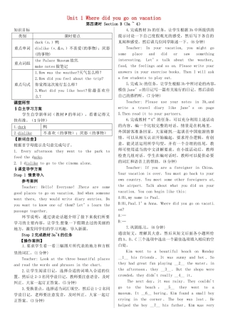 名师课堂八年级英语上册 Unit 1 Where did you go on vacation（第4课时）导学案 （新版）人教新目标版-（新版）人教新目标版初中八年级上册英语学案