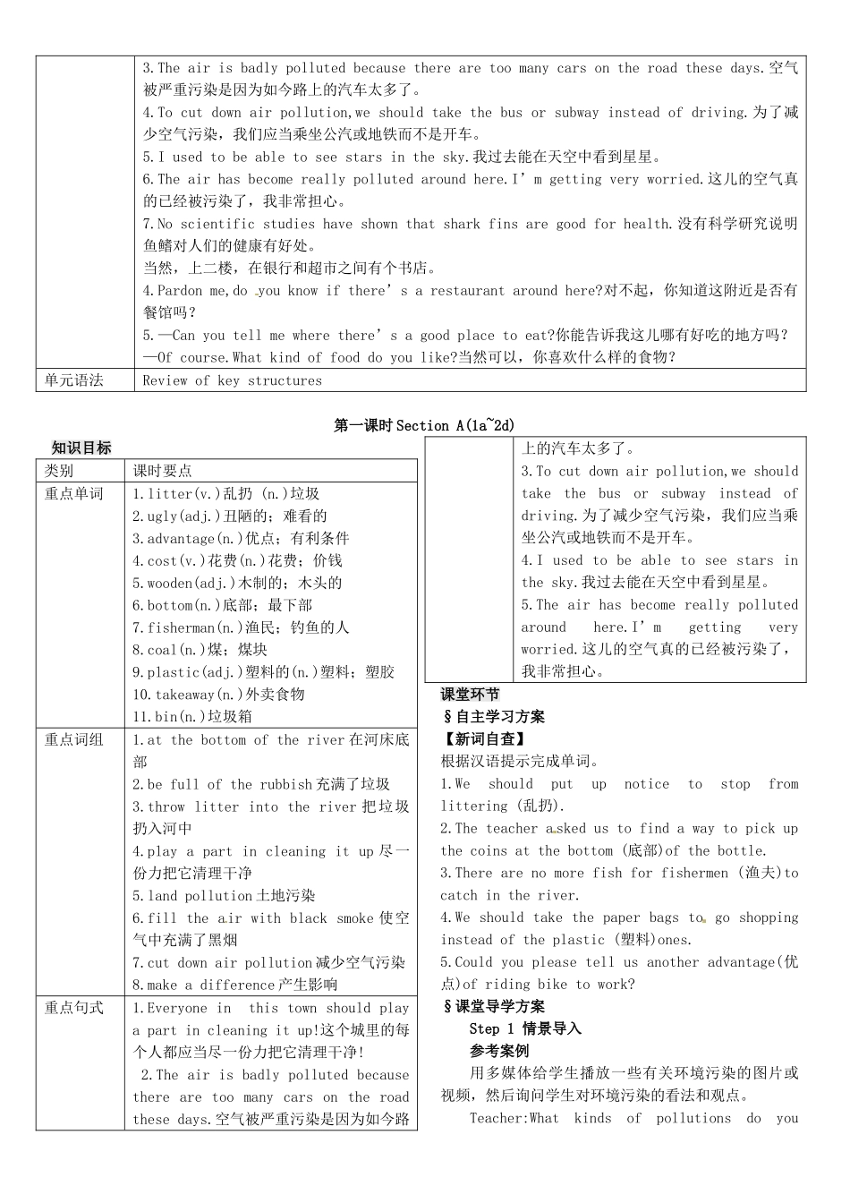 九年级英语全册 Unit 13 We’re trying to save the earth（第1课时）导学案 （新版）人教新目标版-（新版）人教新目标版初中九年级全册英语学案_第2页