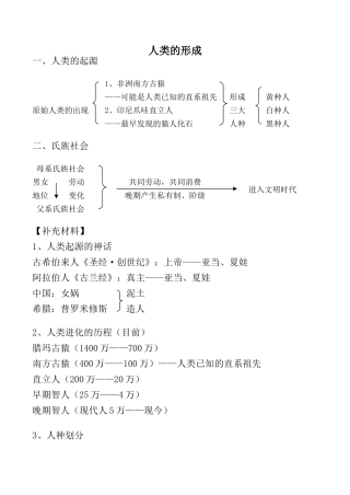 九年级历史人类的形成新人教版