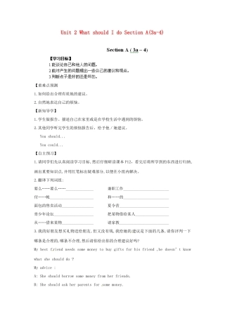 江西省金溪县第二中学八年级英语下册 Unit 2 What should I do Section A(3a-4)导学案 人教新目标版