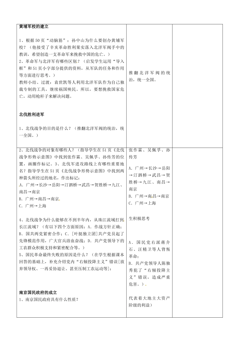 山东省郯城县第三初级中学八年级历史上册《第11课北伐战争》教案 新人教版_第2页