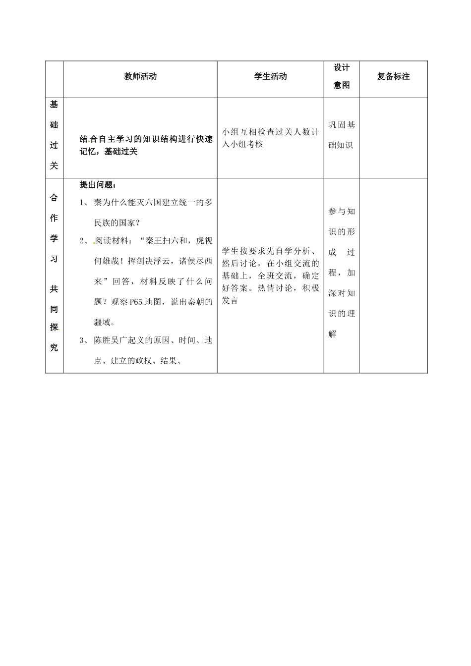 山东省邹平县实验中学七年级历史上册 第13课 秦帝国的兴亡教案 北师大版_第2页
