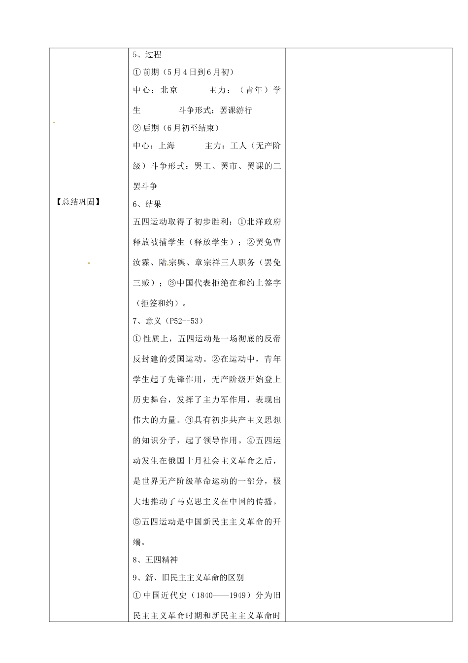陕西省安康市紫阳县紫阳中学初中部八年级历史上册 第8课 五四运动与中国共产的的成立（第1课时）教案 华东师大版_第3页