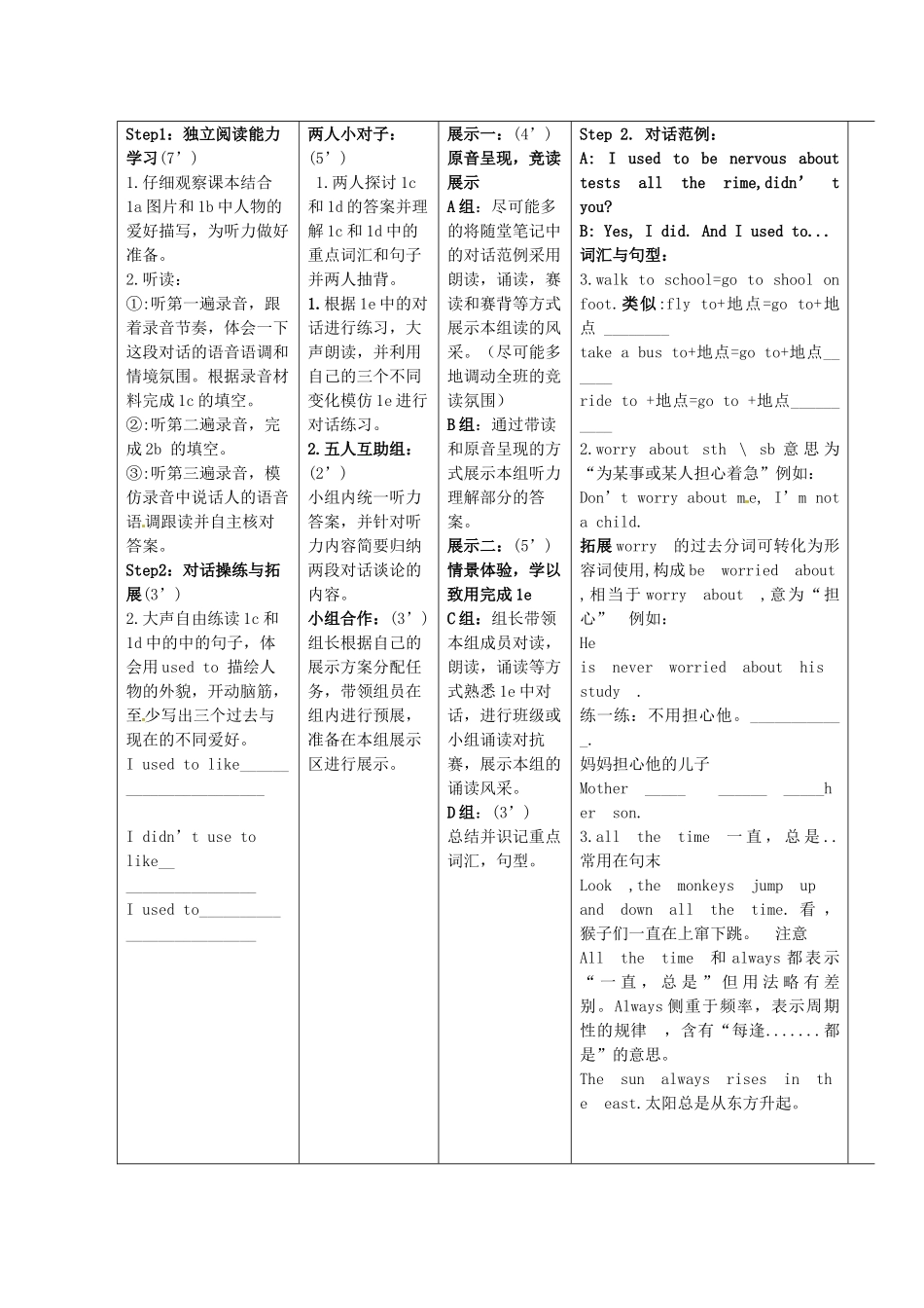 四川省宜宾县双龙镇初级中学校九年级英语上册 Unit 4 I used to be afraid of the dark Section B （1a-1e）导学案（无答案）（新版）人教新目标板_第2页