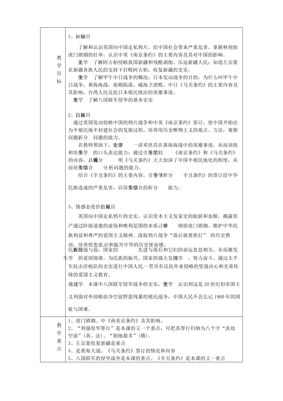 山东省淄博市临淄区第八中学八年级历史上册《第一单元 侵略与反抗》教案 新人教版_第2页