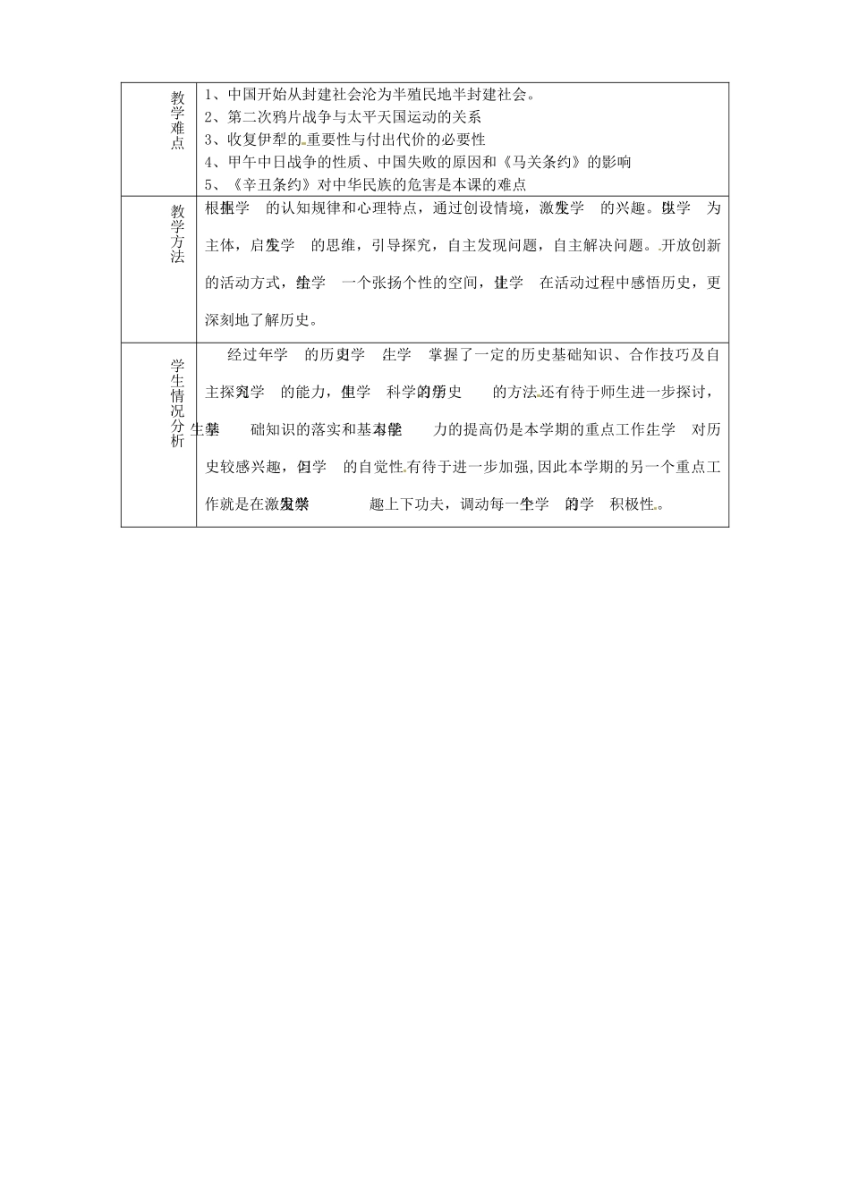 山东省淄博市临淄区第八中学八年级历史上册《第一单元 侵略与反抗》教案 新人教版_第3页
