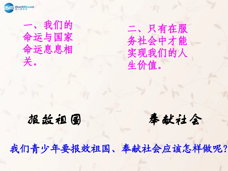 九年级政治全册 第12课 第2站 报效祖国 奉献社会课件 北师大版_第3页