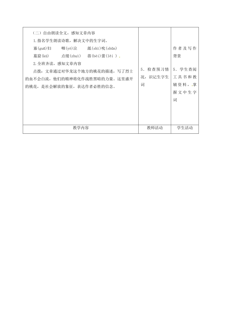 甘肃省酒泉市瓜州县第二中学七年级语文下册 第二单元 第七课艾青《春》教案 北师大版_第2页