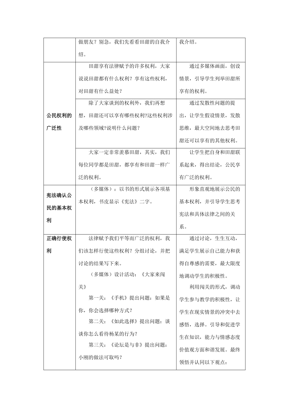 八年级政治下册 我们享有广泛的权利 (一)教学设计 人教新课标版_第2页