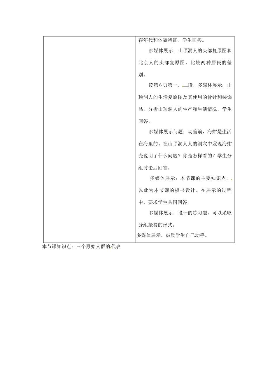 辽宁省开原市第五中学七年级历史上册《第1课 祖国境内的远古居民》教案 新人教版_第3页