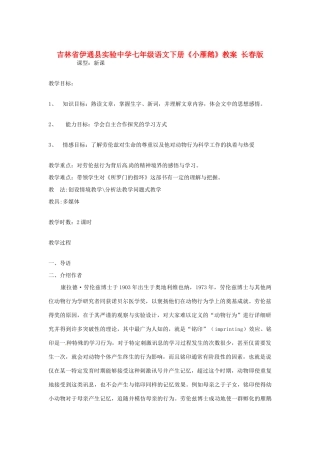 吉林省伊通县实验中学七年级语文下册《小雁鹅》教案 长春版