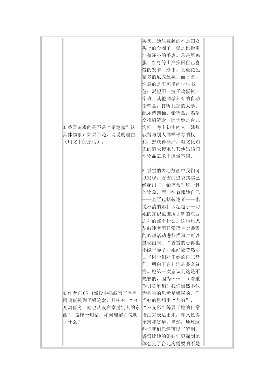 七年级语文下册 第2课 哦 香雪教案 冀教版_第3页
