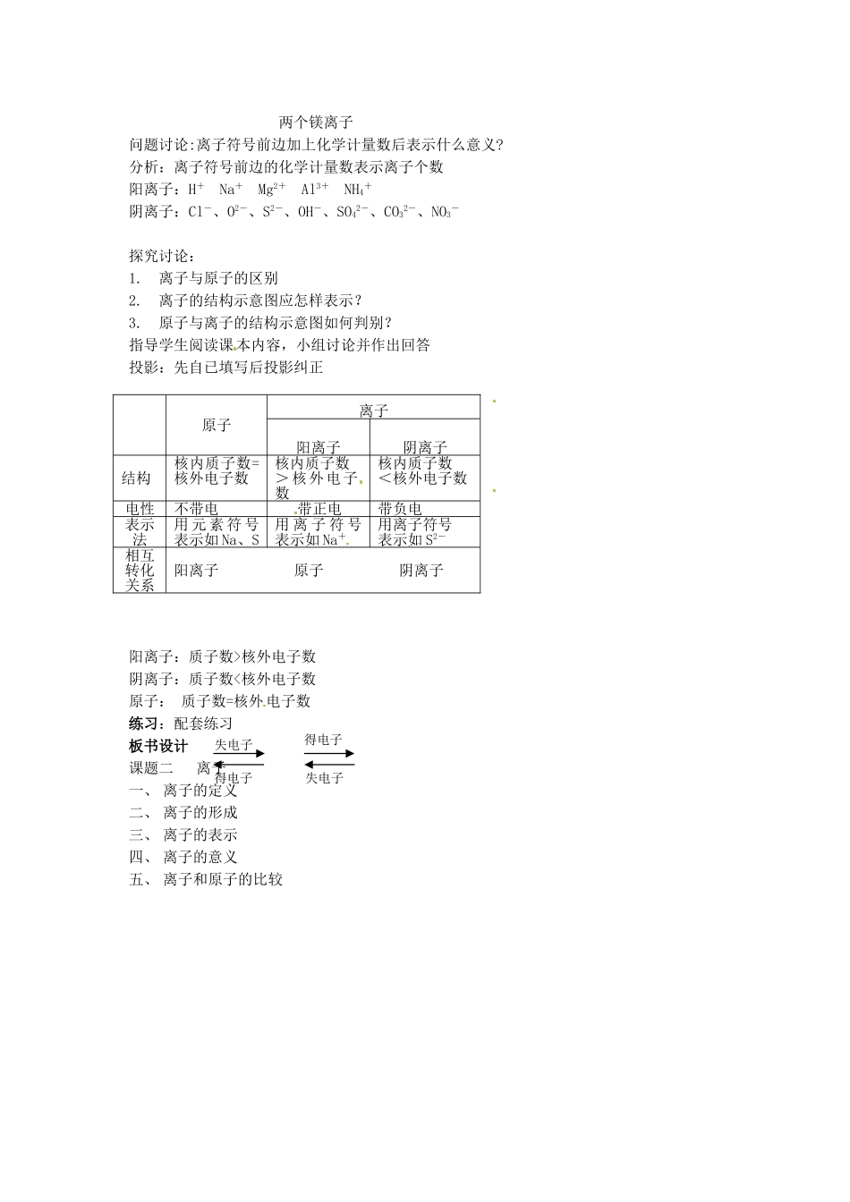 山西省太谷县明星中学九年级化学上册《离子》教案 新人教版_第2页
