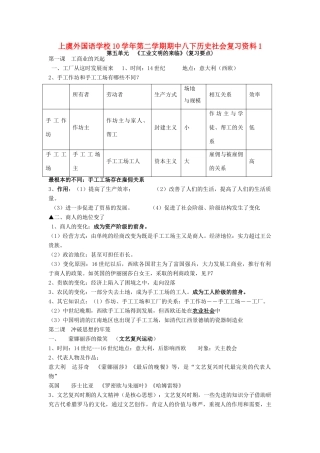 浙江省上虞外国语学校10学年第二学期期中八年级历史下册社会复习资料 岳麓版
