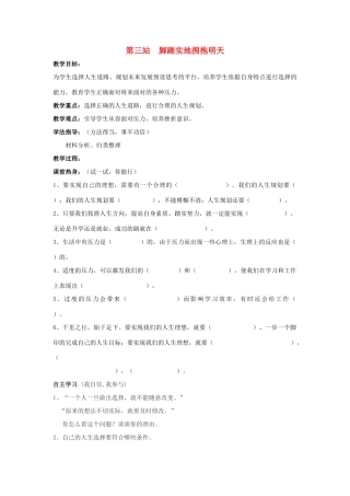 九年级政治 第三站脚踏实地拥抱明天教案 北师大版