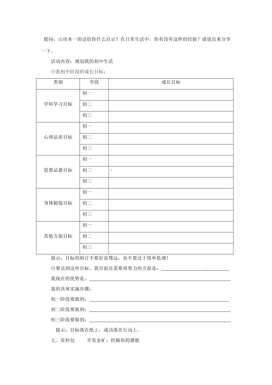 江苏省大丰市万盈第二中学七年级政治上册 第二课 天生我才必有用教案3 苏教版_第2页