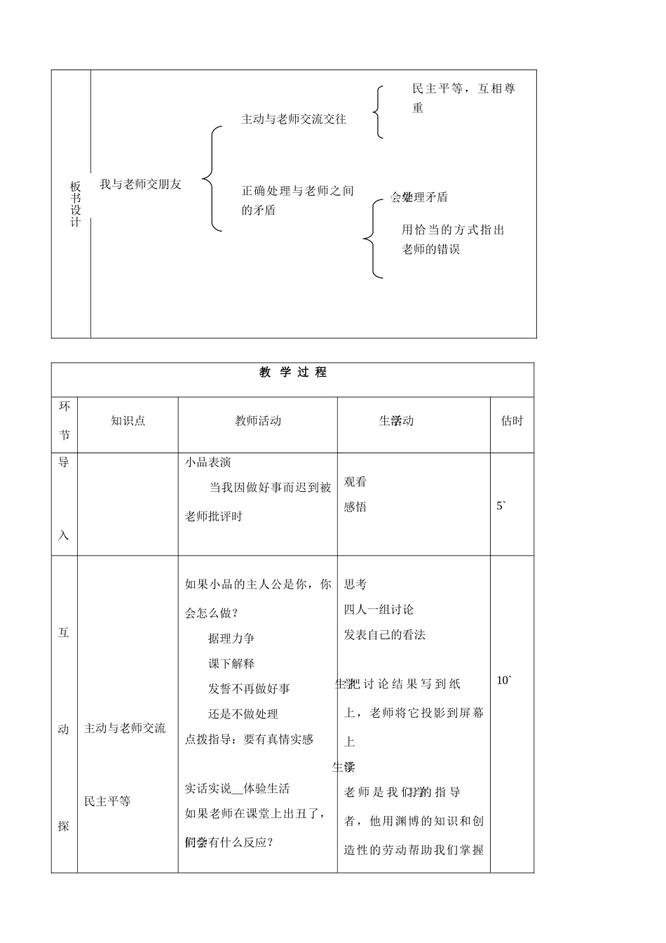 七年级思品上册 14我与老师交朋友同步教案 鲁教版_第2页