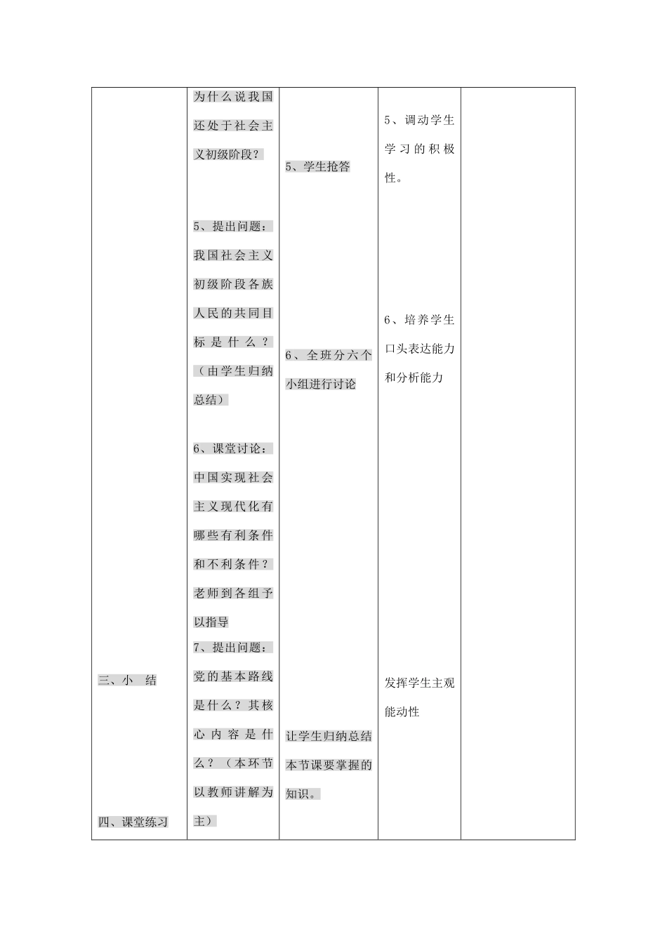 九年级政治：第三课《中国的道路》教案人民版_第3页