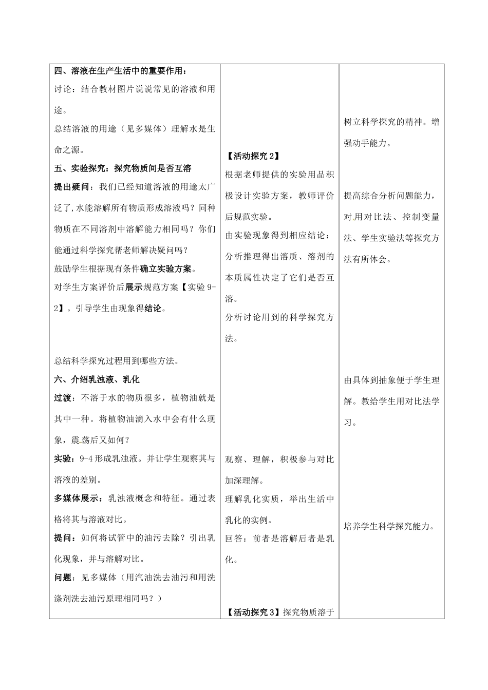 九年级化学下册 9.1溶液的形成教案 人教新课标版_第3页