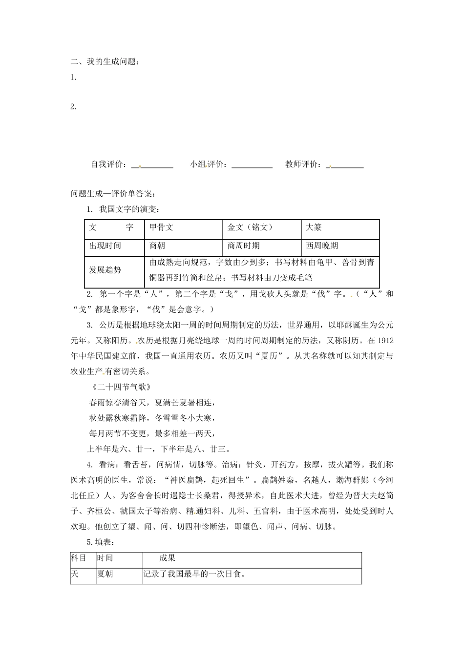 辽宁省凌海市石山初级中学七年级历史上册 2.8中华文化的勃兴（一）问题生成单 新人教版_第2页
