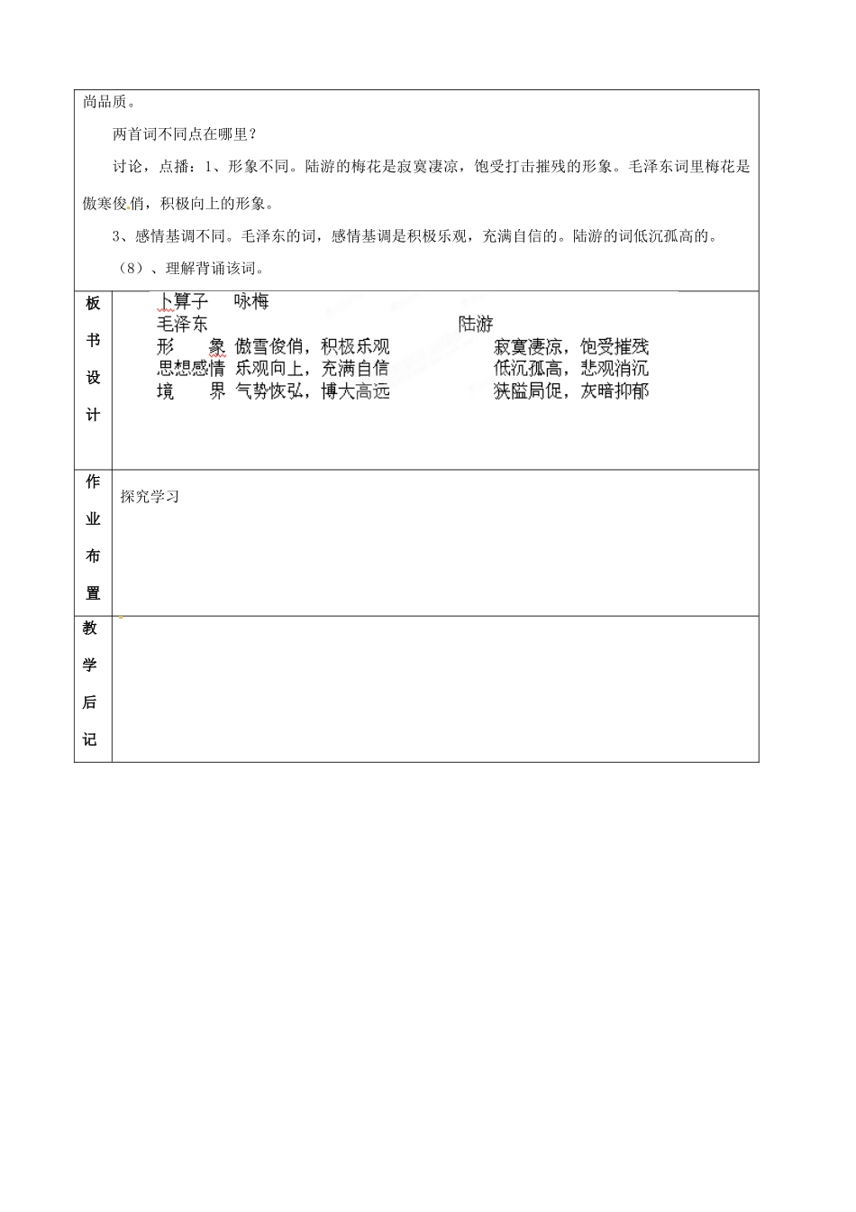 江苏省苏州市第二十六中学七年级语文下册《第23课 毛泽东词二首》教案 苏教版_第3页